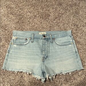 Madewell Light Blue Jean Shorts with Frayed Hem